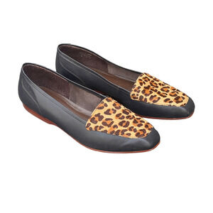 Enzo Angiolini Leather and Leopard Animal Print Loafers - Size 6 1/2